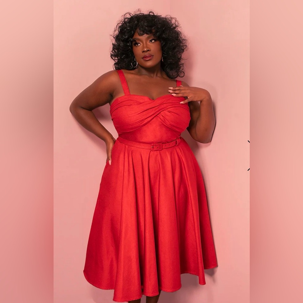 JAWBREAKER SWING DRESS IN RED SPARKLE LAMINATE - VIXEN BY MICHELINE PITT